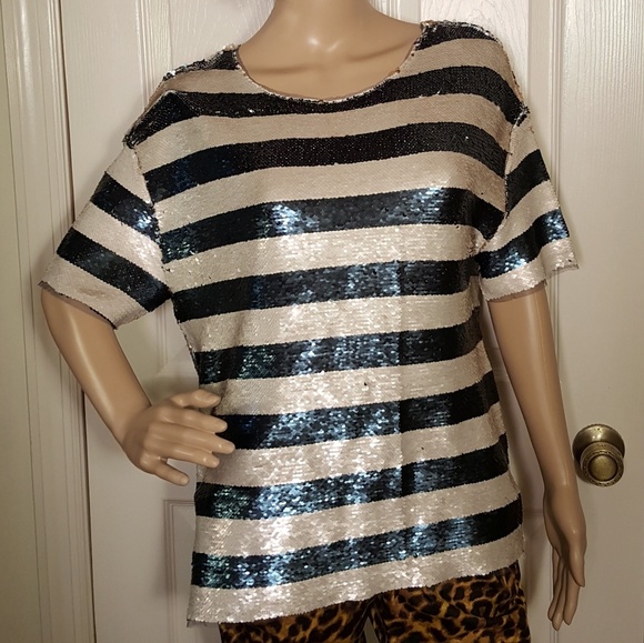 silence + noise Tops - Silence + Noise UO Striped Sequin Top